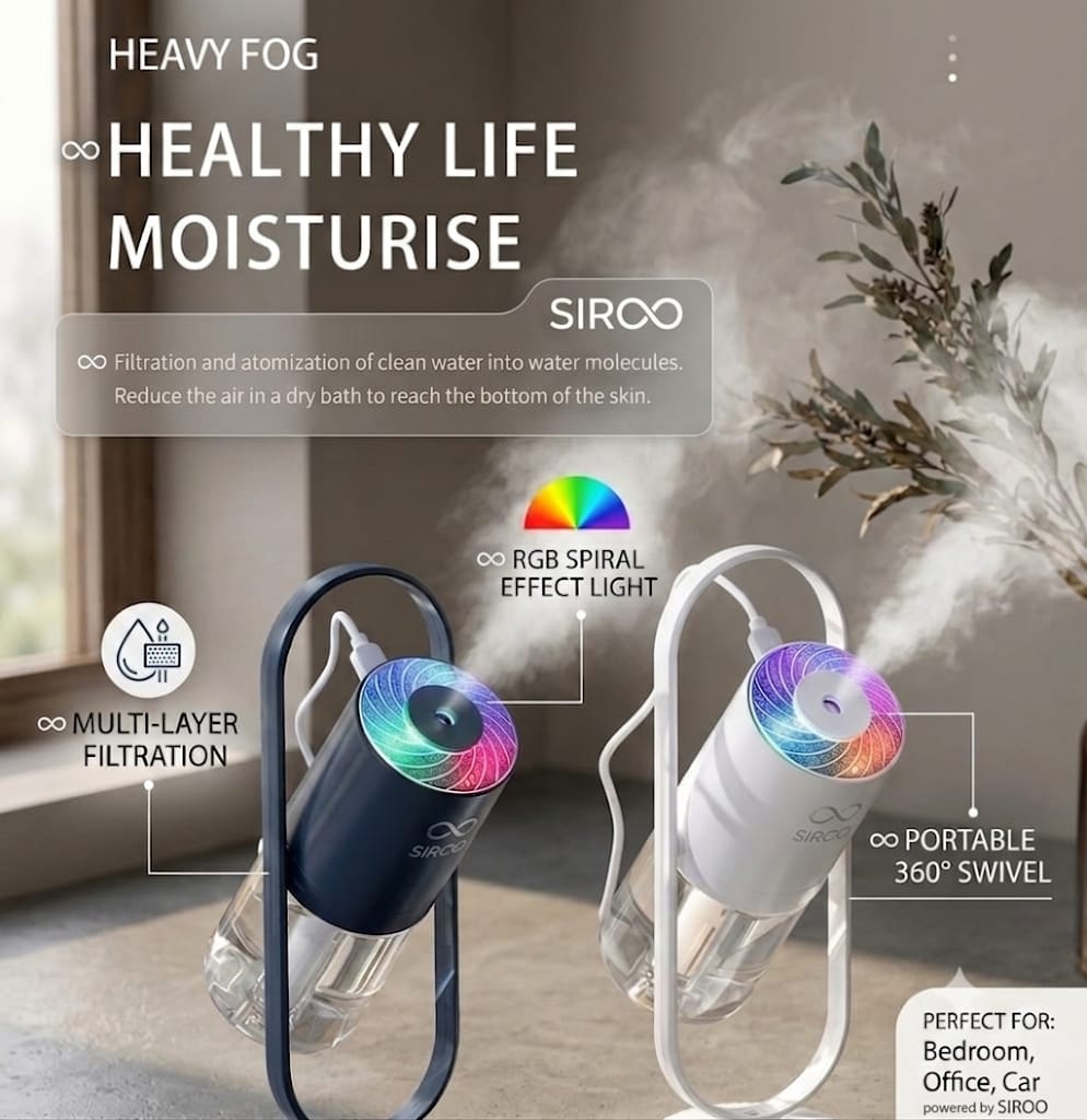 Aura Mist – 360° Rotating RGB Humidifier