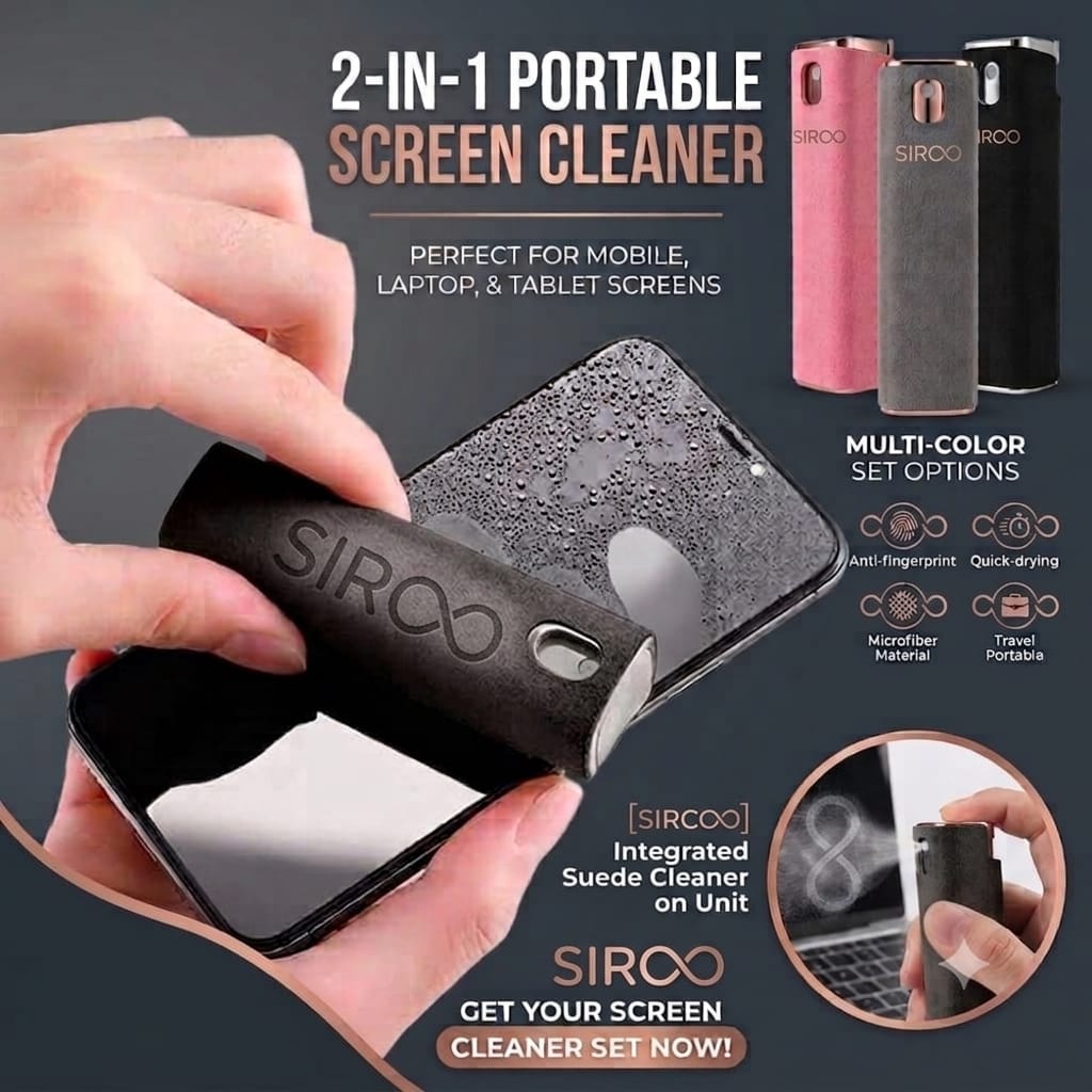 Pure Screen 2-in-1 – Portable Screen Cleaner & Microfiber Spray
